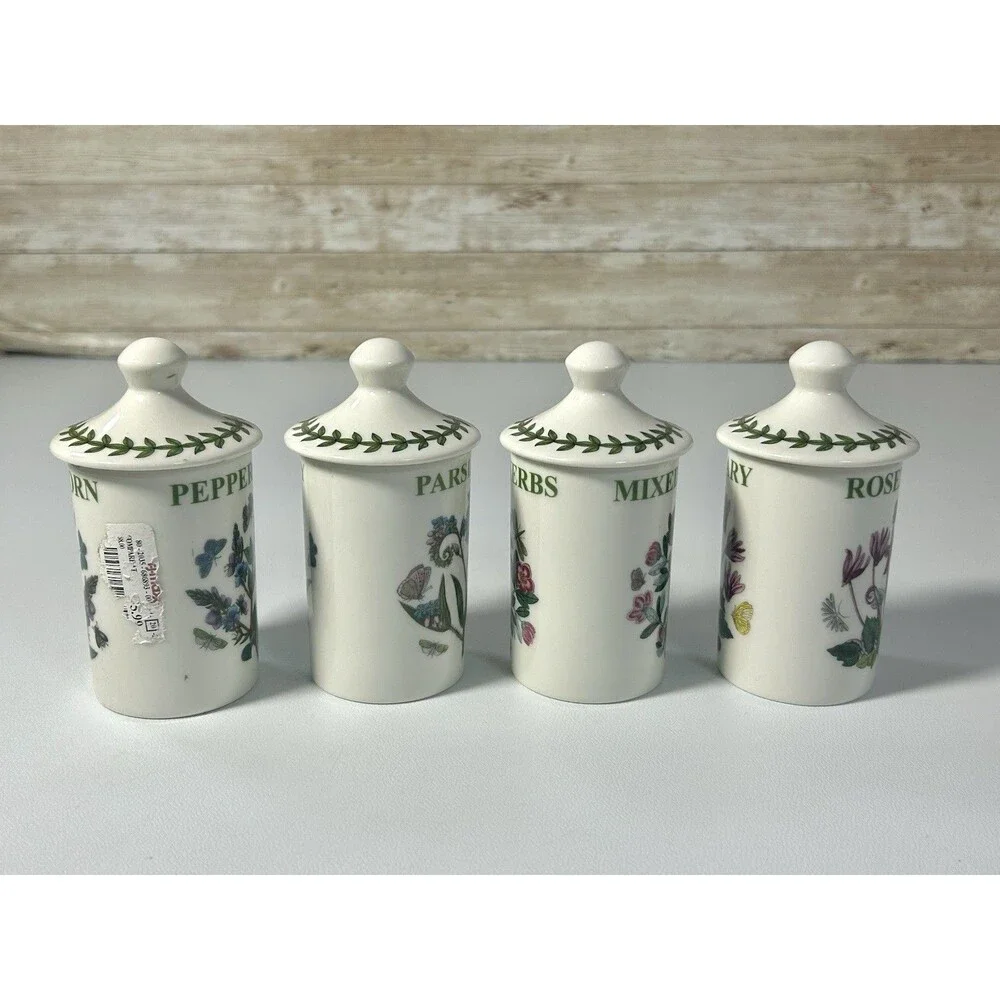 Portmeirion Botanic Garden Set of 4 Ceramic Herb & Spice Jars